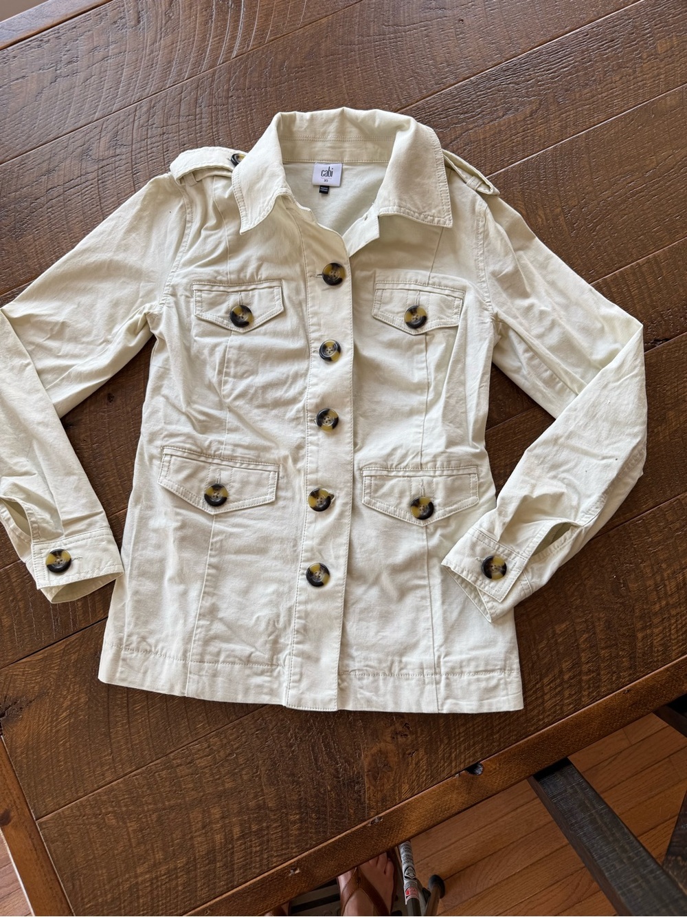 CAbi Cream Button-Front Utility Jacket
